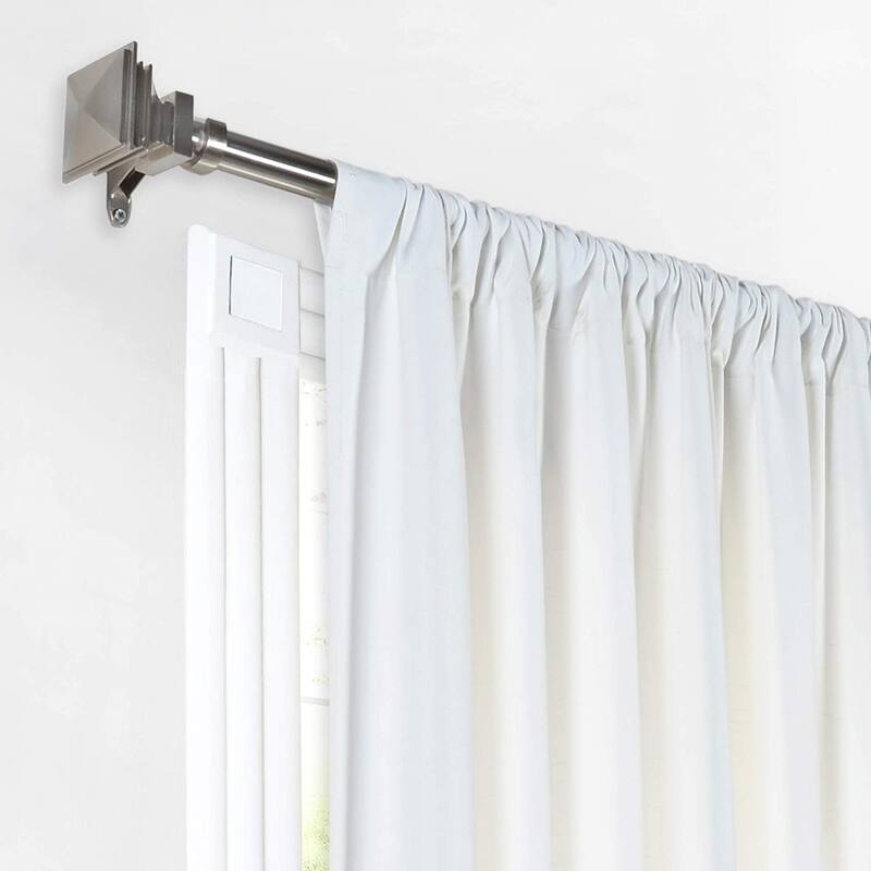 Deco Window 1 Inch Adjustable Curtain Rod for Windows & Doors Curtains with Square Finials & Brackets Set