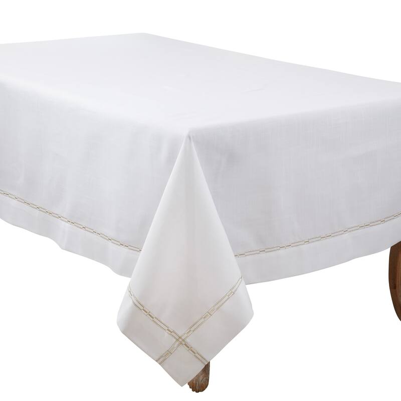 Timeless Embroidered Border Tablecloth with Classic Design - 72"x104"