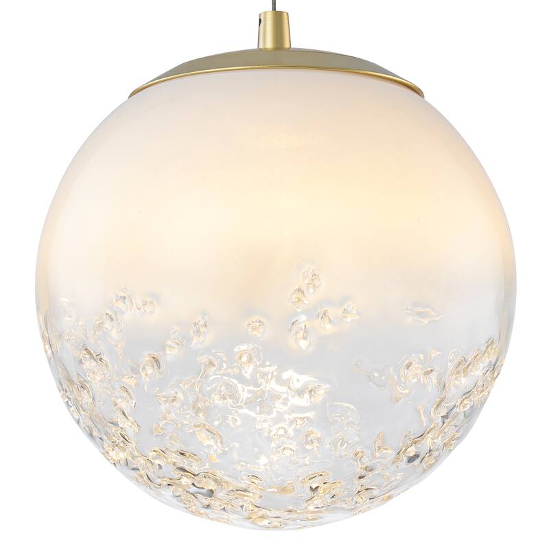 Modern LED Pendant Light with Translucent White Glass Globe - Dia.8-in