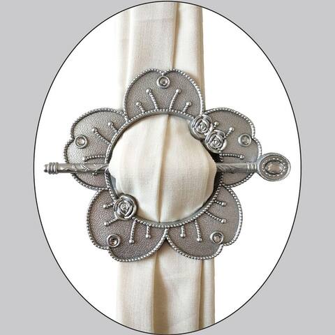 Premius Flower Diamond Decorative One Pair Curtain Tie Back, 7.5x7.5 Inches - 7.5x7.5 Inches