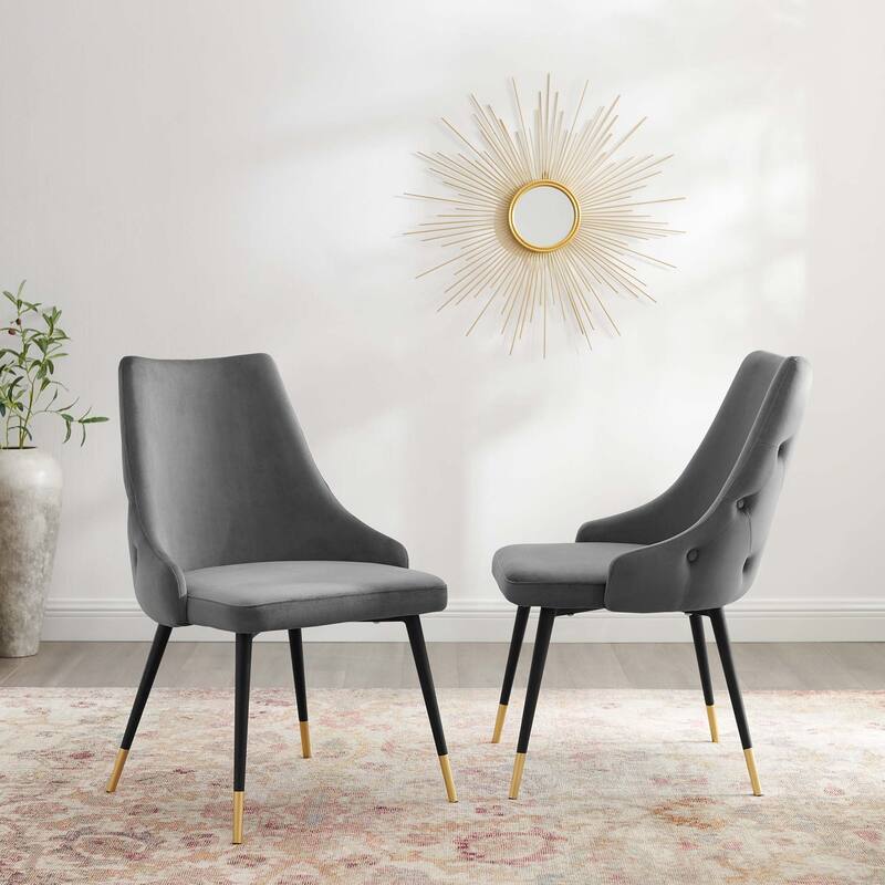 Modway Adorn Dining Side Chair Performance Velvet in Navy, Set of 2