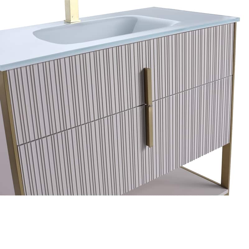 Fine Fixtures Serenity Modern Bathroom Vanity with White Glass Top