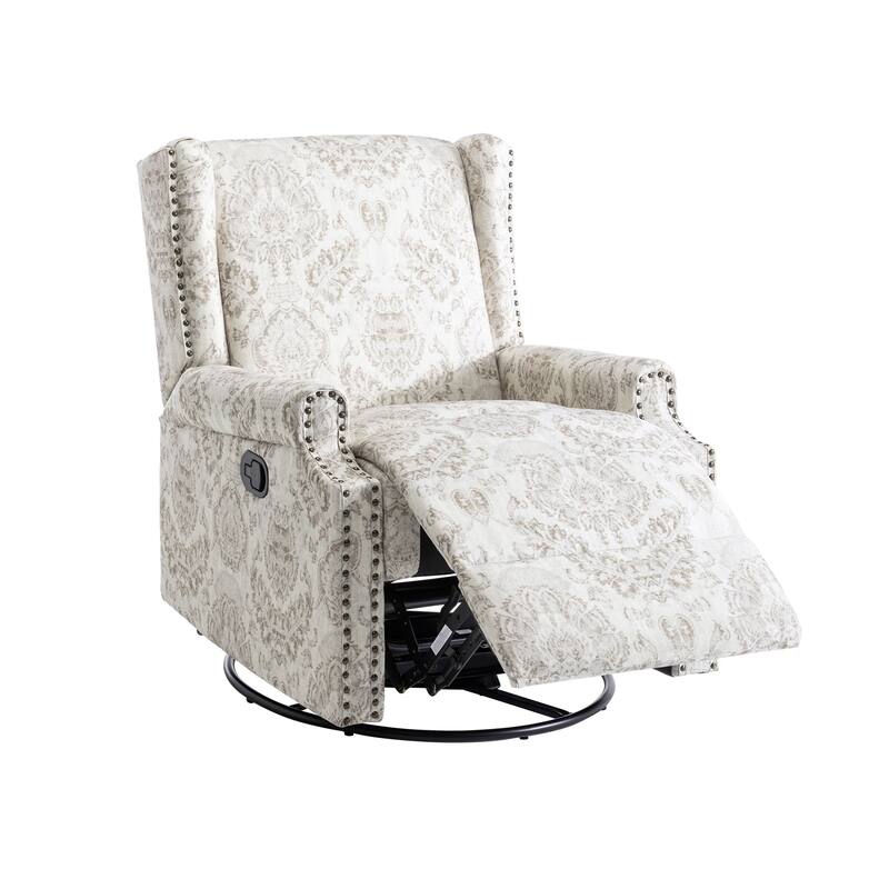 Floral Linen Manual Recliner Chair with Footrest set of 2