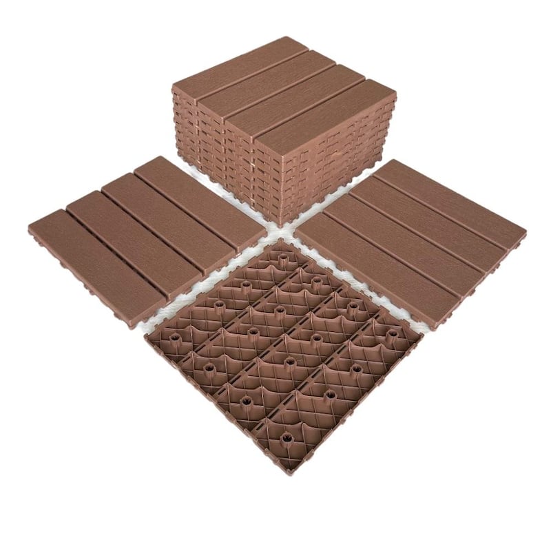 44 Pack Plastic Interlocking Square 11.8"x11.8" Patio Deck Tiles