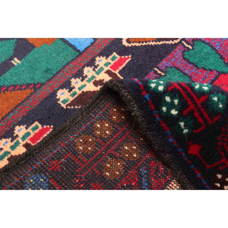 ECARPETGALLERY Hand-knotted Teimani Dark Navy Wool Rug - 2'10 x 4'5