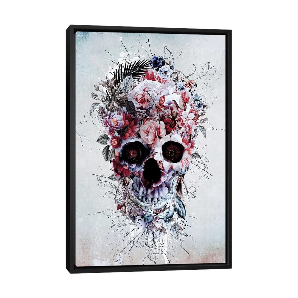 iCanvas "Floral Skull RPE" by Riza Peker Framed Canvas Print