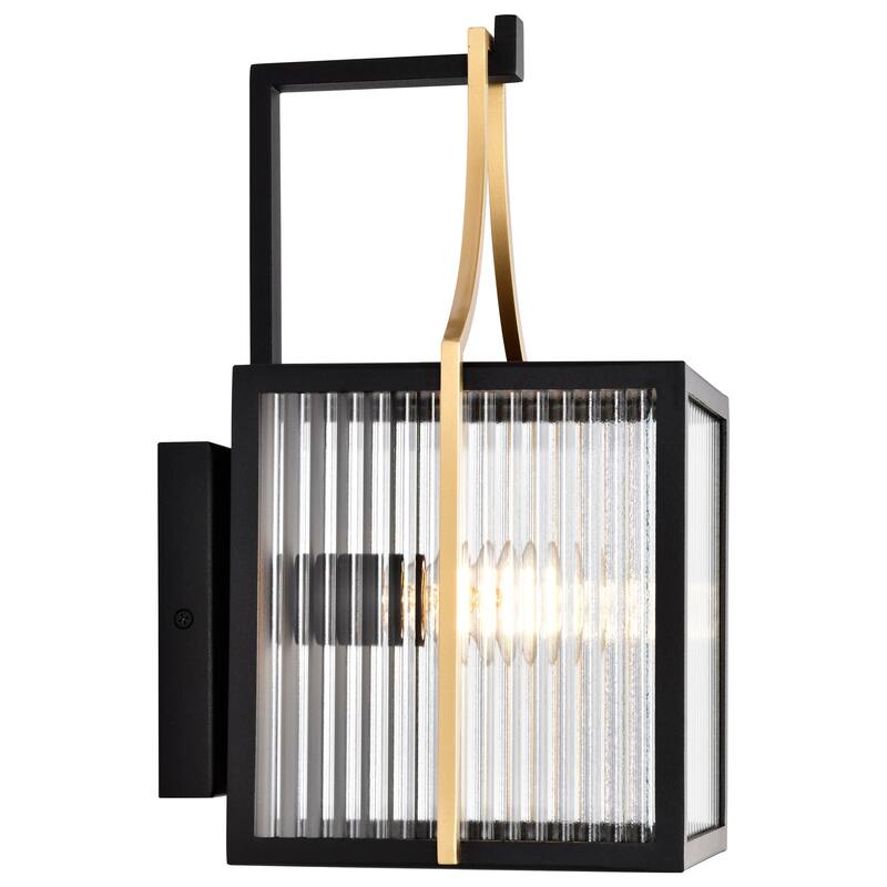Holden Medium Outdoor Lantern Gold and Black Finish Clear Glass - Black / Gold
