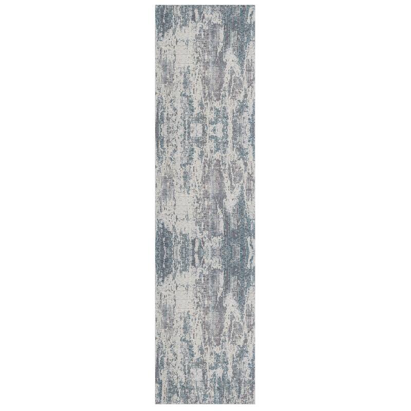Reeves Modern Abstract Gray/Blue Performance Indoor Area Rug by Sevita - 2' x 8'