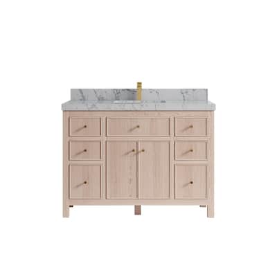 Willow Collections 48 x 22 Sonoma White Oak Wood Single Sink Bathroom Vanity with Quartz or Marble Countertop