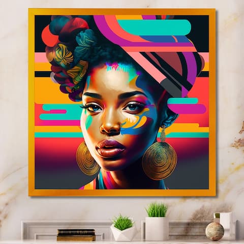 Designart "Colorful Hip Hop Street Art II" African American Framed Art Print