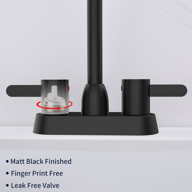 Modern Double Handle 360 Degree Swivel Bathroom Vanity Sink Faucet with Anti Leak Valve and Aerator, Anti Fingerprint, Anti Rust