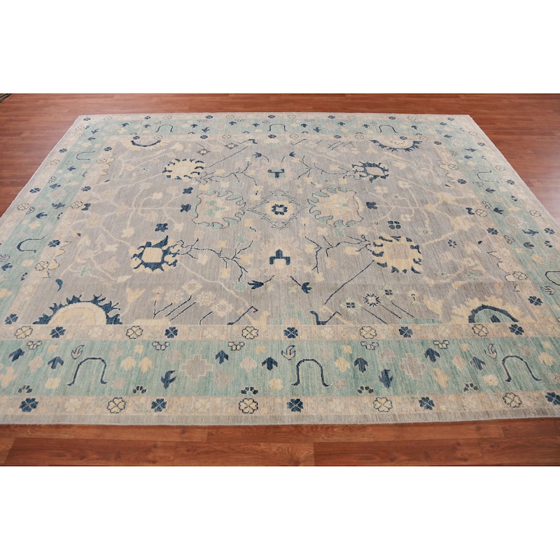 Hand Knotted Oriental 100% Wool Carpet Transitional All-Over Purples Oushak Area Rug - 10' 2'' X 8' 0''