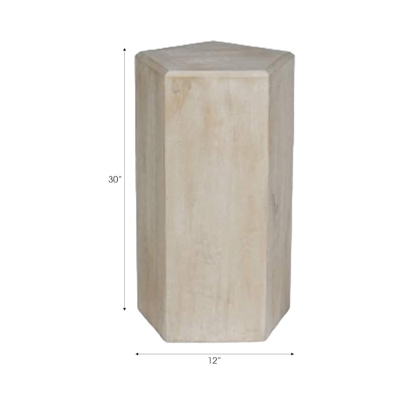 Natural Wood Side Table Elegant Geometric Design Narrow End Accent
