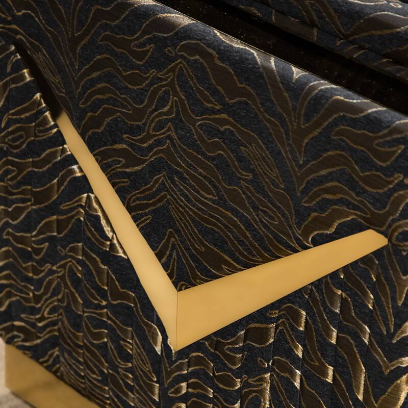 Furniture of America Ospray Glam Black Velvet Upholstered Zebra Print Sofa