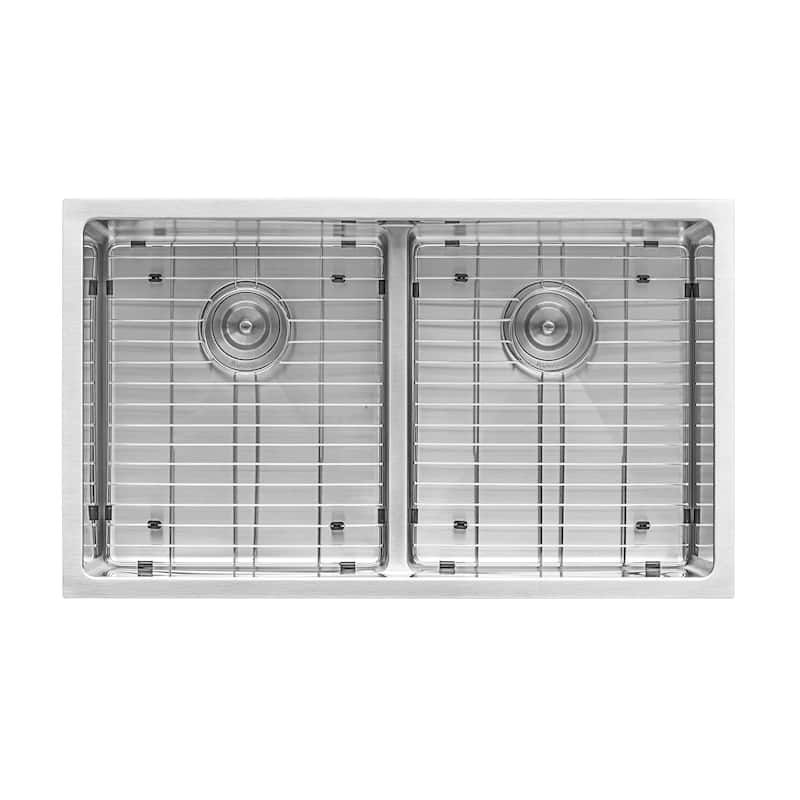Ruvati 32-inch Low-Divide Undermount Tight Radius 50/50 Double Bowl 16 Gauge Stainless Steel Kitchen Sink - RVH7411