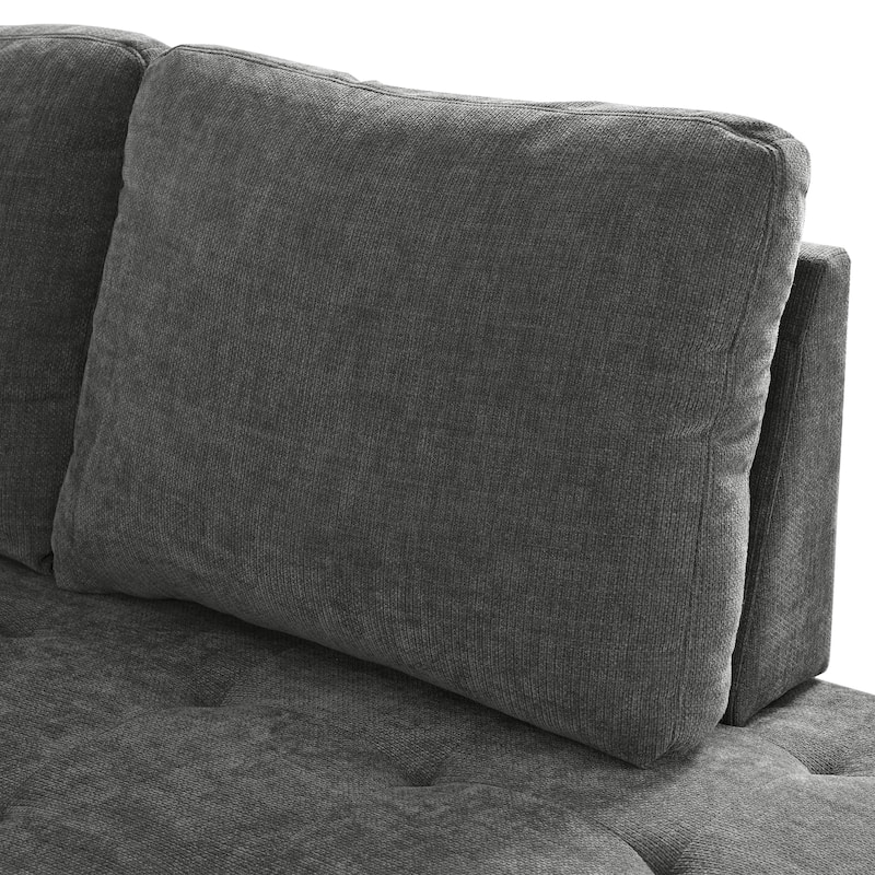 91.5" L-Shaped 4-Seater Sleeper Sofa with Chaise, Pull-Out Bed, Hidden Storage, and Functional Armrests