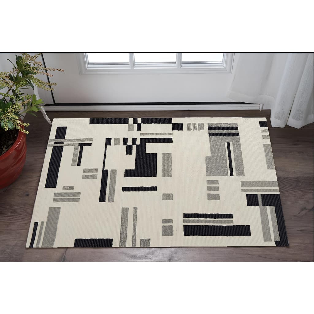 Sitih Hand Tufted Abstract Modern Area Rug By HomeRoots - 2' x 3'