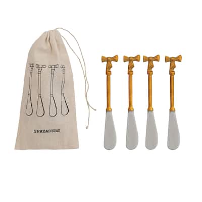 4-Piece Canape Knives with Bow Handles - 5.0"L x 0.75"W x 0.25"H