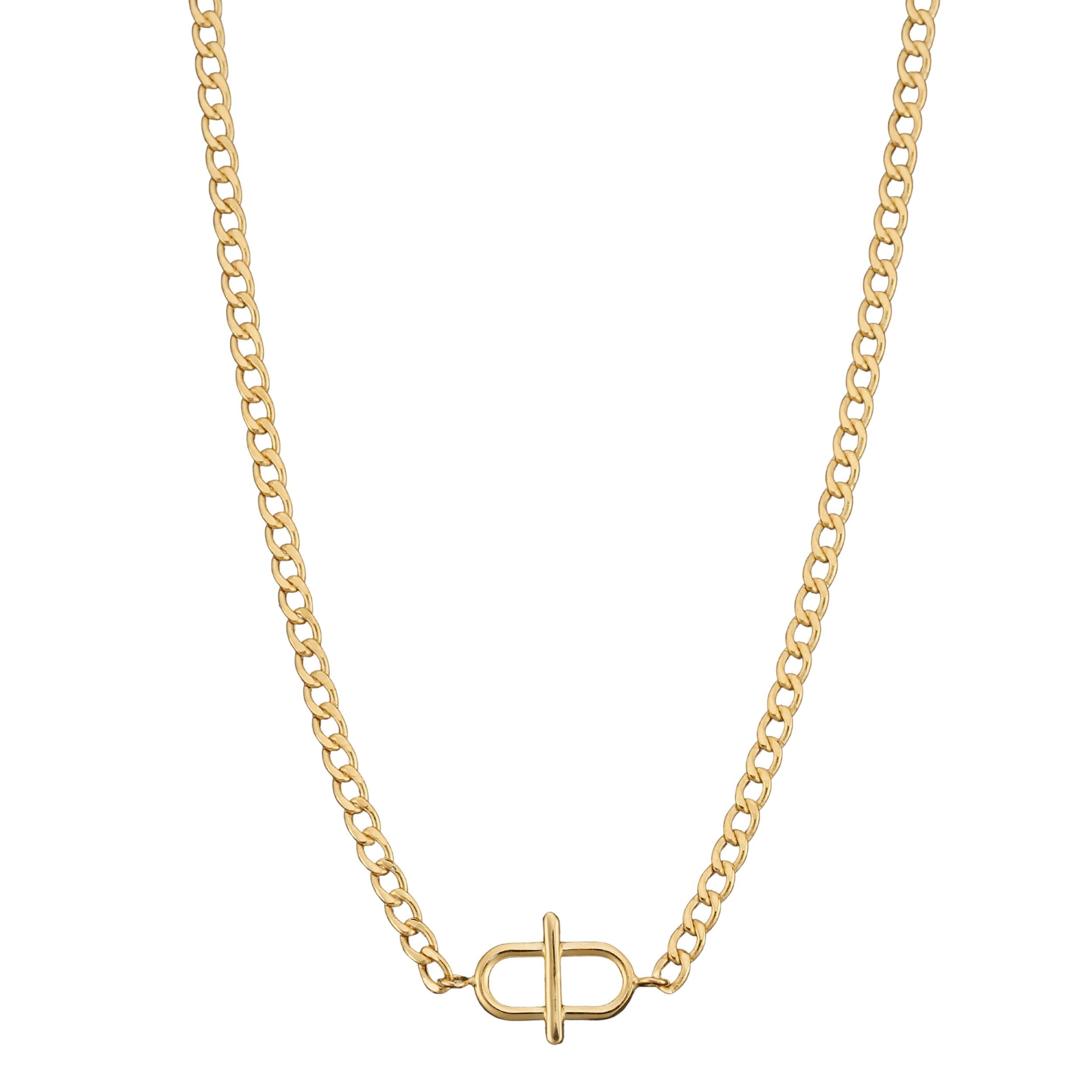 Au Naturale 10k Yellow Gold Oval and Bar Adjustable Choker Necklace