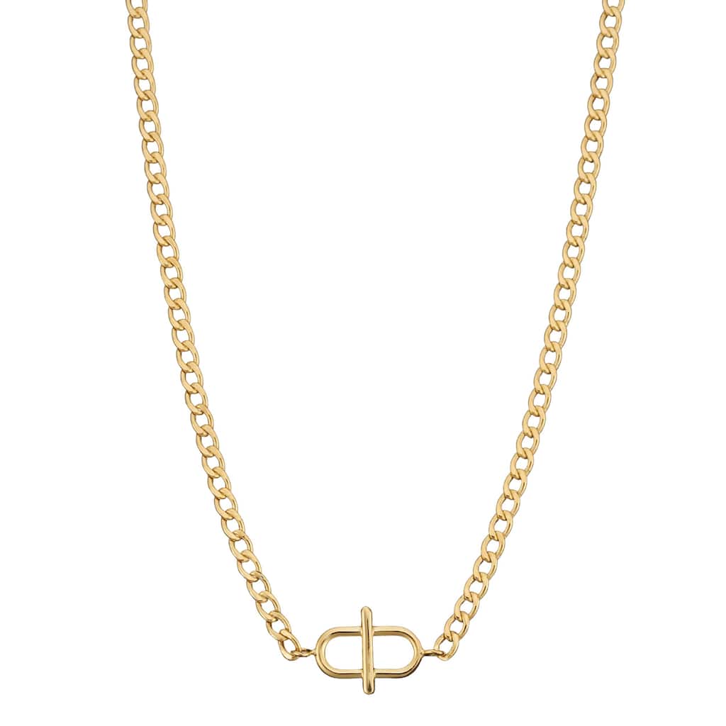 Fremada 10k Yellow Gold Oval and Bar Adjustable Choker Necklace