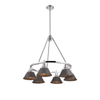 Orwell 6-Light Chandelier in Chrome with Rubbed Bronze - Silver