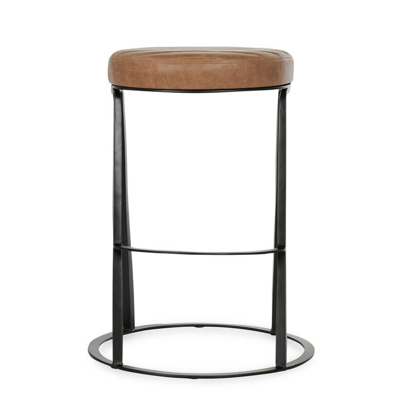 Classic Home Sawyer Leather Round Counter Stool