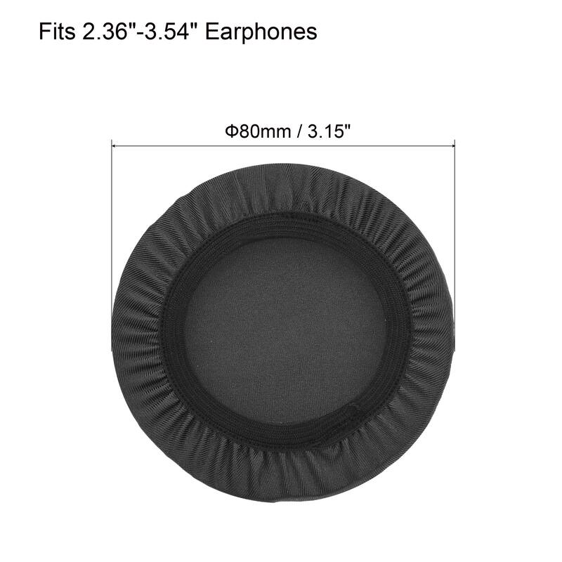 3 Pairs Black Fabric Headphone Covers, Fits 2.36"-3.54" Earphones - Black