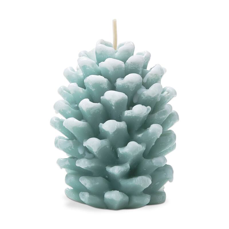 Frosted Pine Cone Aqua Candle - Sculpted Paraffin Wax, 75 Hour Burn Time, 3.9" H x 2.4" D, Perfect for Everyday Decor