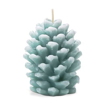 Frosted Pine Cone Aqua Candle - Sculpted Paraffin Wax, 75 Hour Burn Time, 3.9" H x 2.4" D, Perfect for Everyday Decor