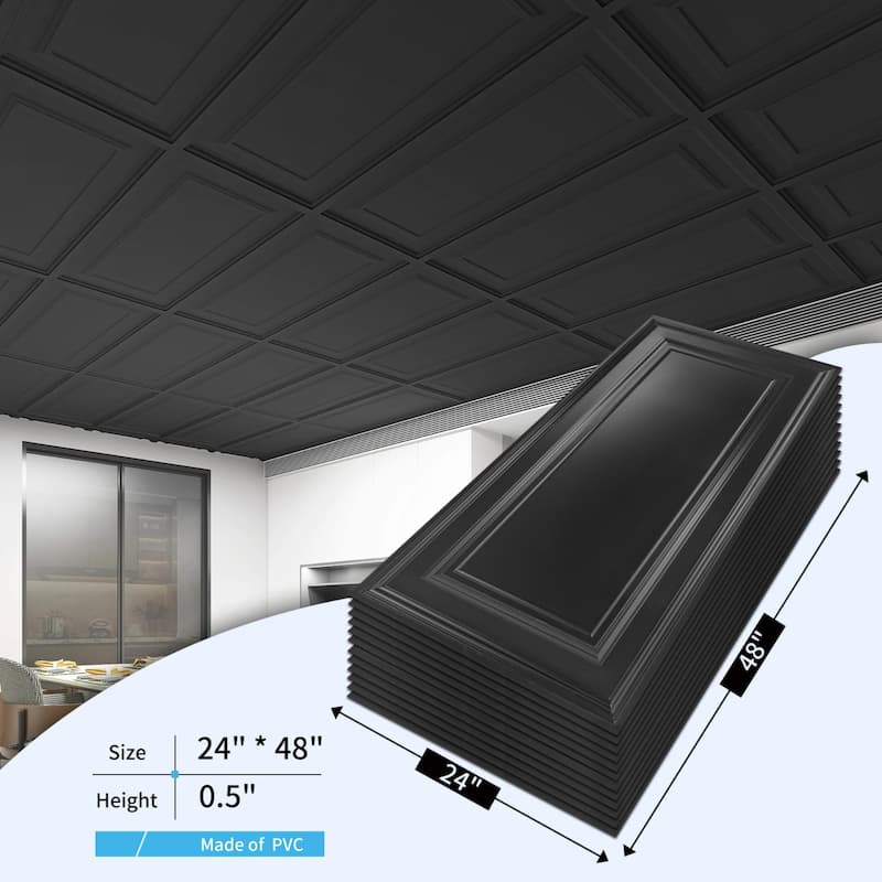 Art3d 12-Piece PVC 3D Ceiling Tiles Wall Panels, Minimalist Classic Style