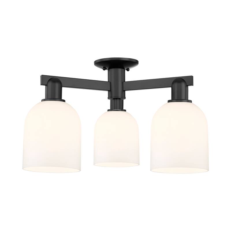 Innovations Lighting Endless Possibilities Arcadia - Bella - 3 Light 23" Semi-Flush Mount - Matte Black/White