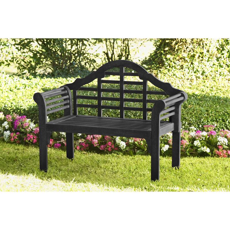 Lutyens 48 in. Black Wood Outdoor Garden Bench
