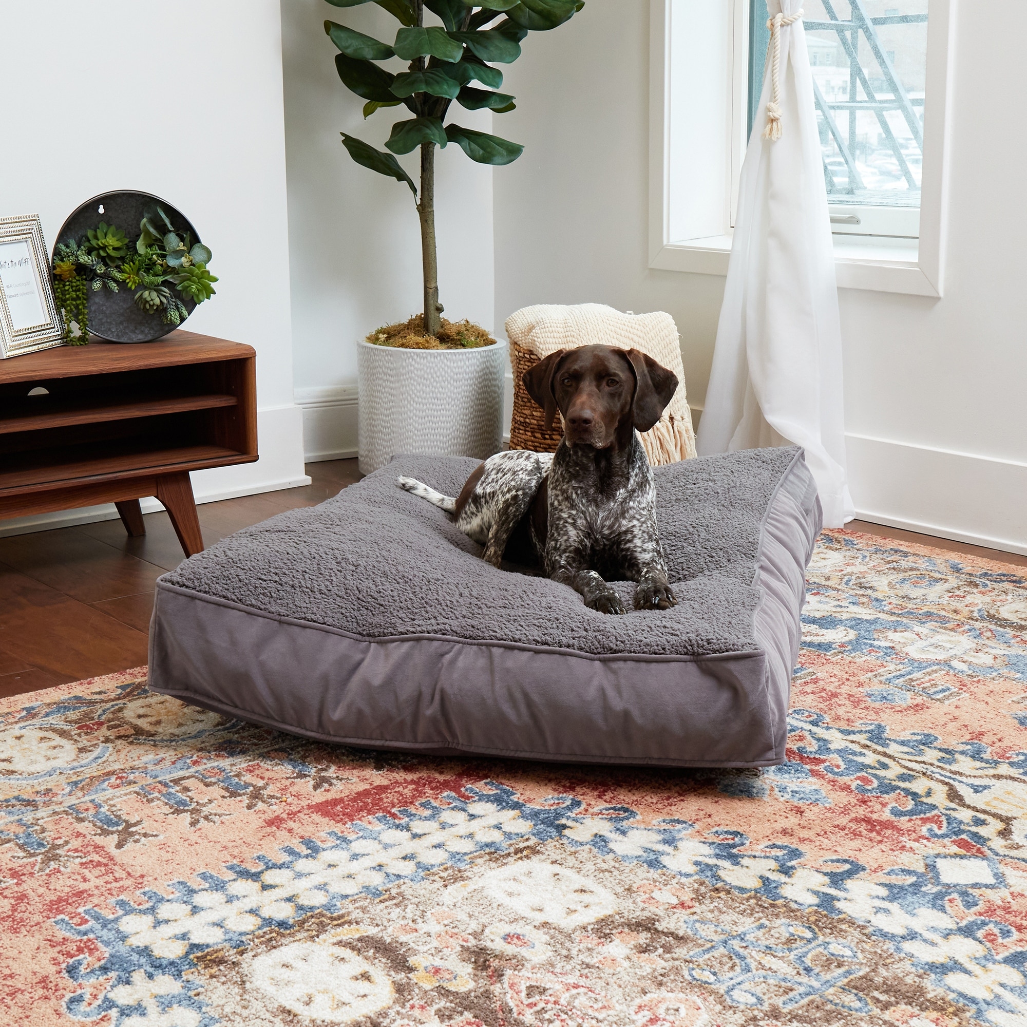 Happy Hounds Buster Deluxe Gray Sherpa Dog Bed