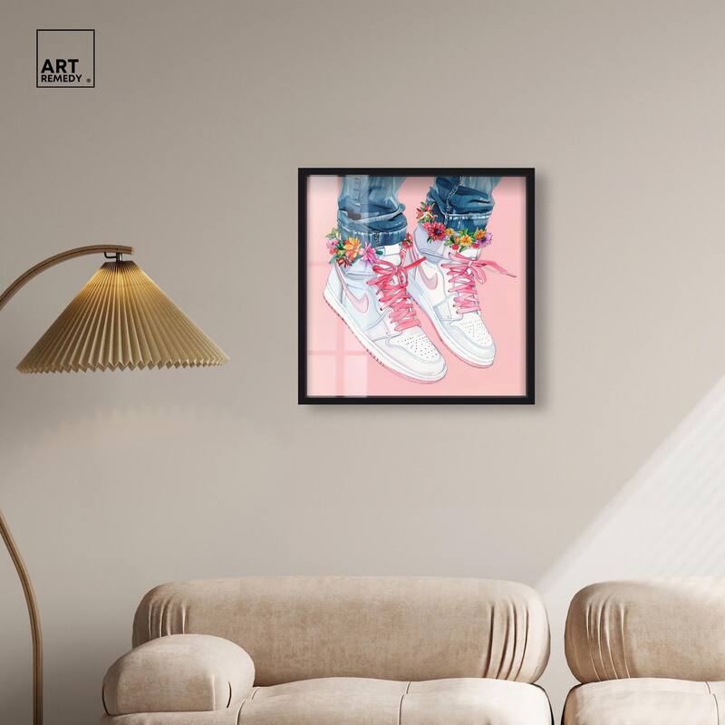 Blush Floral Bloom Sneakers Shadowbox by Art Remedy