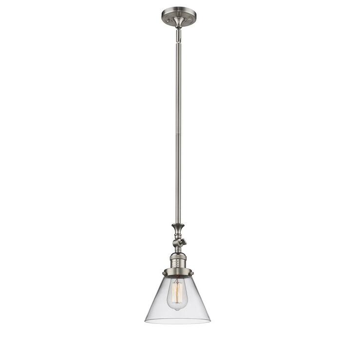 Innovations Lighting Large Cone 8" Wide Adjustable Mini Pendant - Brushed Satin Nickel / Clear