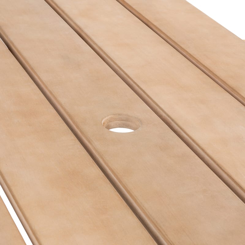 Porto 59" Modern Classic Outdoor Wood Picnic Table Benches with Umbrella Hole, by JONATHAN Y