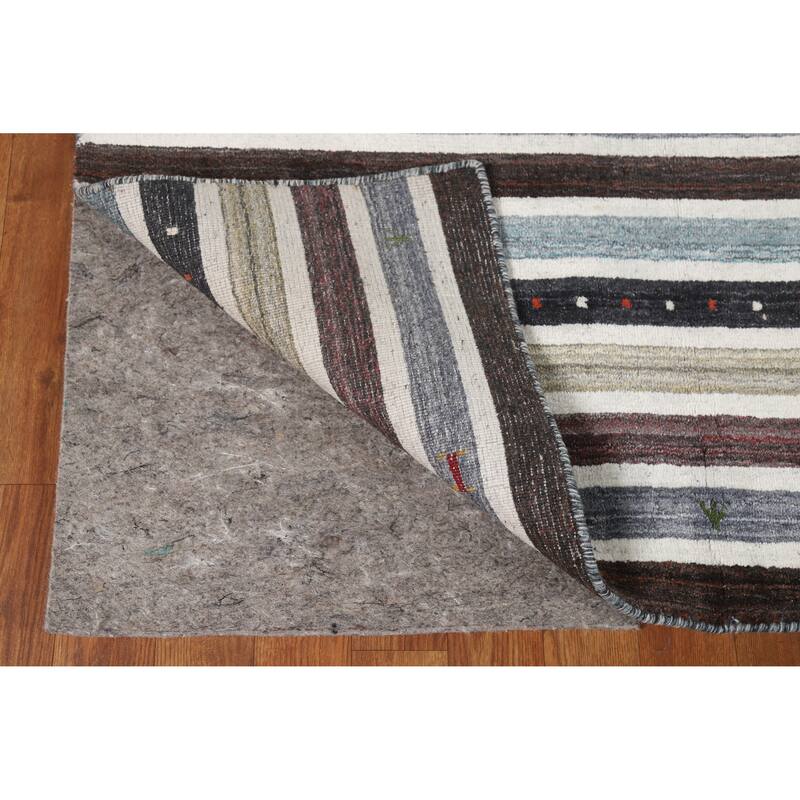 Hand Knotted Oriental 100% Wool Carpet Tribal Stripe Multi-Colored Gabbeh Area Rug - 5' 6'' X 3' 11''