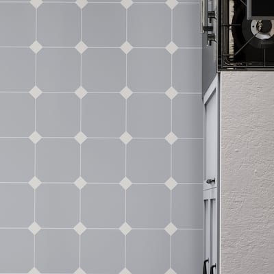 Merola Tile Vaudeville Octagon Humo with Taco Nacar 7-7/8" x 7-7/8" Porcelain Floor and Wall Tile