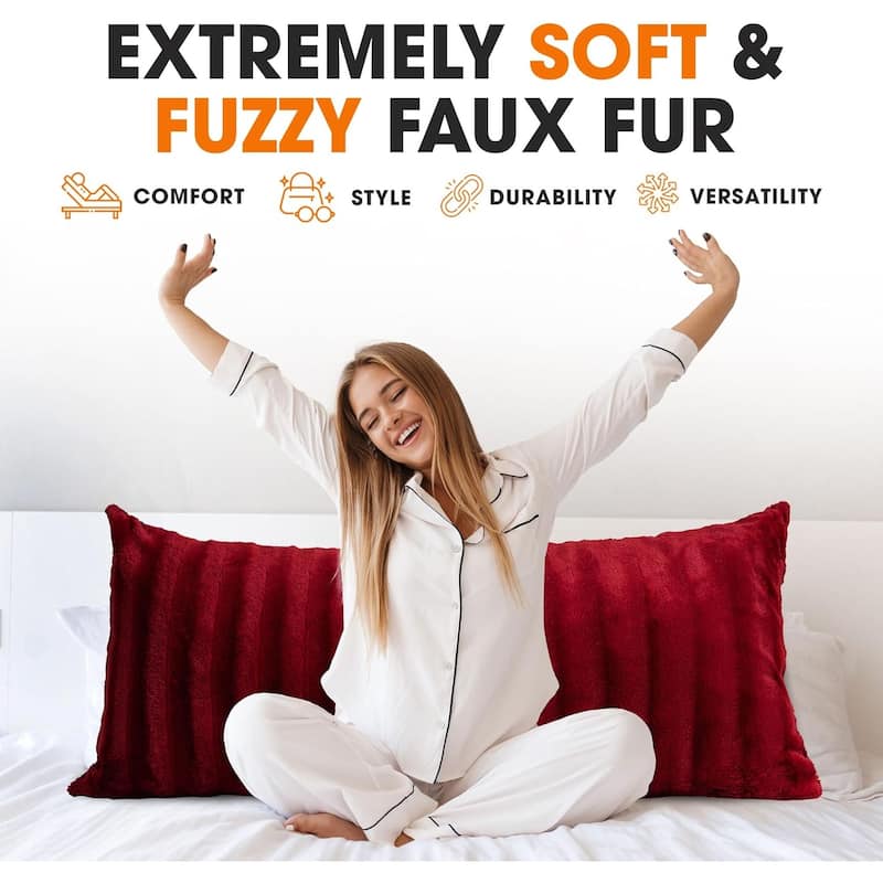 Cheer Collection 18x40 Faux Fur Decorative Throw Pillow