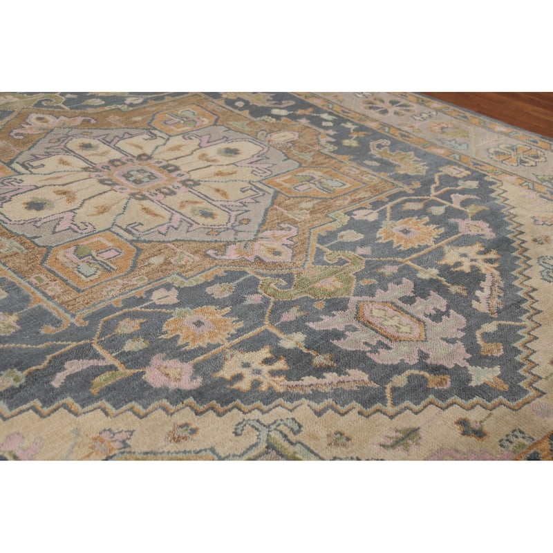 Geometric Heriz Serapi Indian Area Rug Handmade Wool Carpet - 8'9" x 12'0"