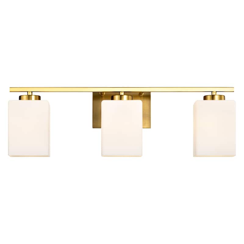 Brushed Nickel Indoor Bathroom Vanity Lights with Etched White Glass Square Rectangle Shades