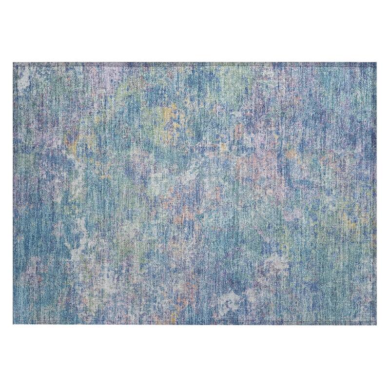 Machine Washable Indoor/Outdoor Abstract Watercolor Chantille Rug