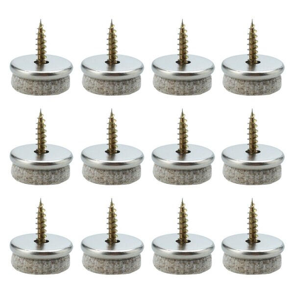 Screw Felt Gliders Furniture Leg Pads DIY Leg Feet Protector 22mm 7/8" Dia 12pcs