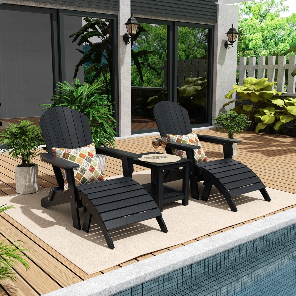 Vineyard HIPS Outdoor Folding Eco-Friendly All Weather Seashell Adirondack Chairs (5-Piece Conversation Set)