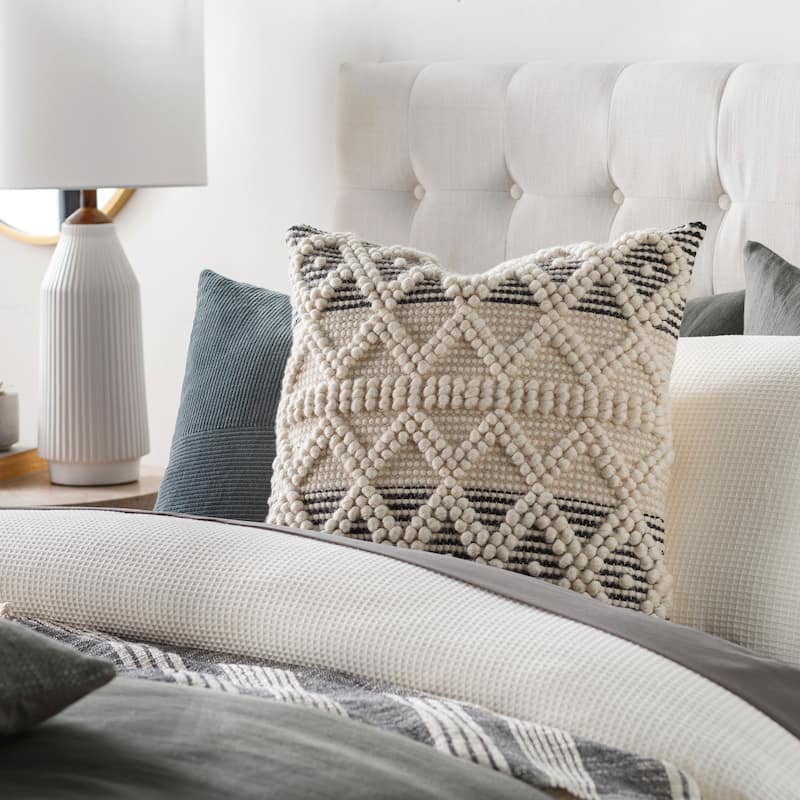 Antony Textured Diamond Detailed Throw Pillow - Cover Only
