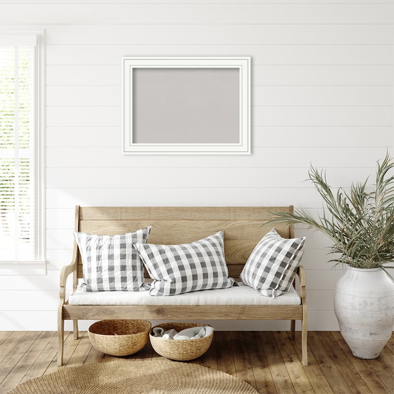 Craftsman White Wood Framed Grey Corkboard Bulletin Board - Board Size 28x20