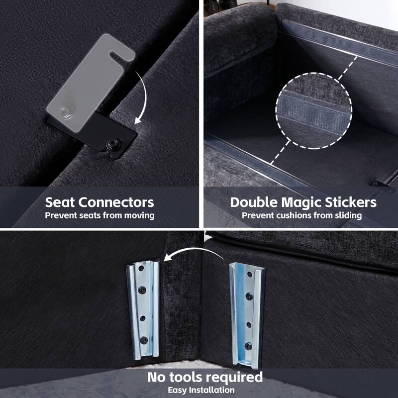 Roomfitters Large Modular 4-Seater Sofa with 2 Ottomans, U-Shaped Sectional Couch for Living Room