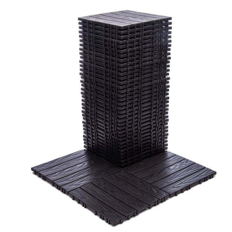 76-Pack 11.42"x11.42"Interlocking Deck Tiles -68.80 Sq.Ft 3D Wood Grain Plastic Flooring,Waterproof & Moisture-Proof Tiles