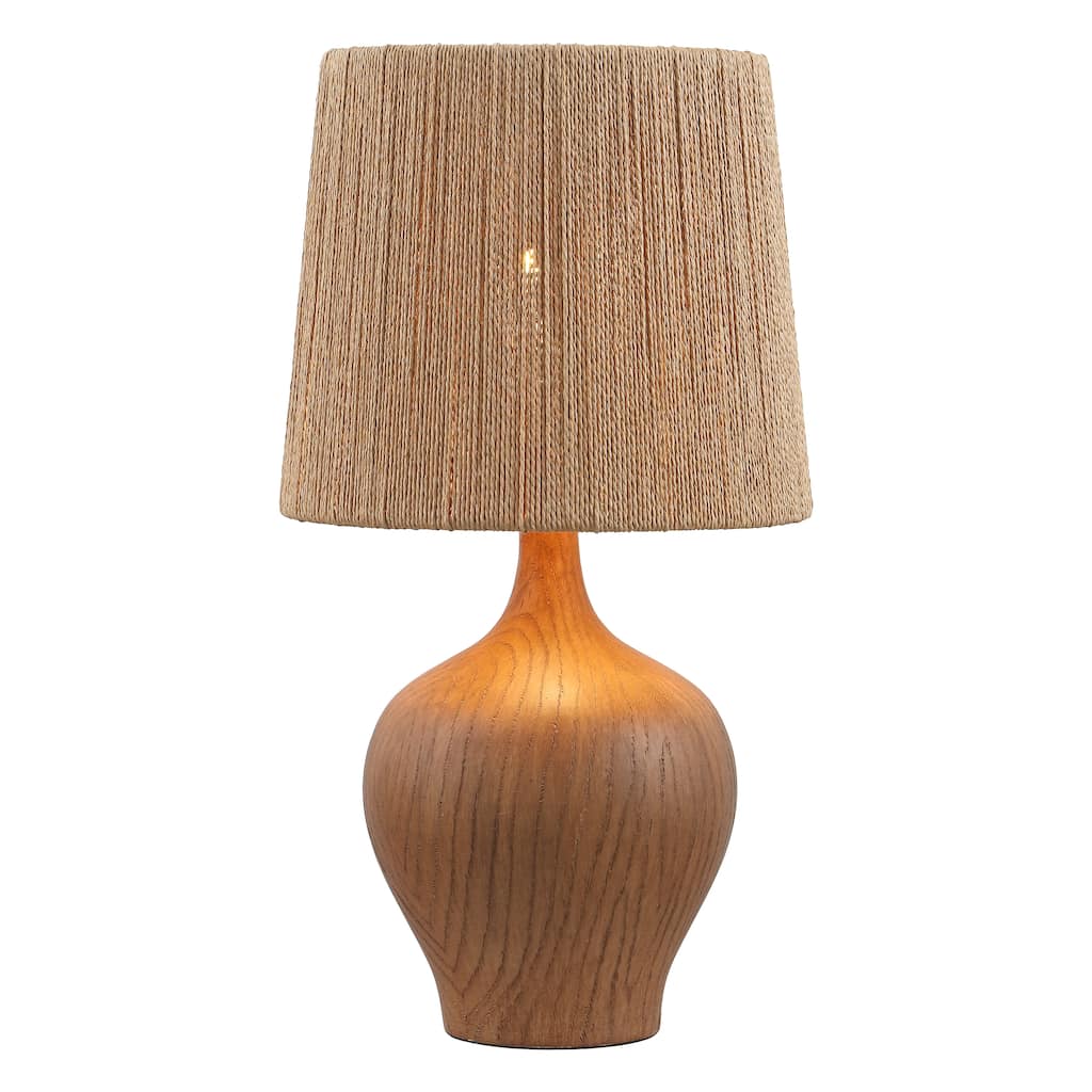 Eben 23" Resin/Metal Gourd LED Table Lamp with Paper Rope Shade, By JONATHAN Y