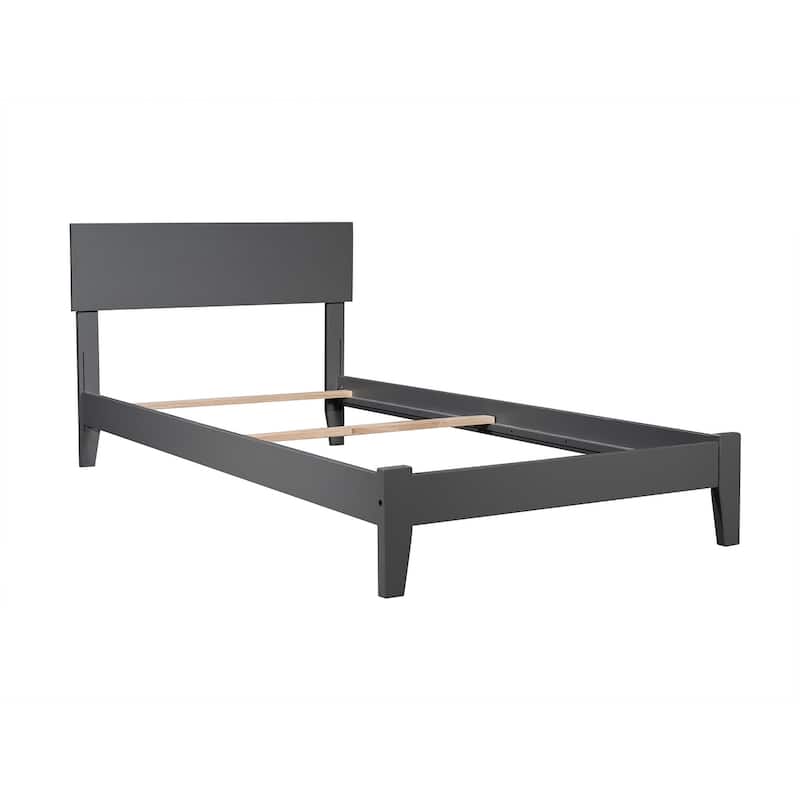 Twin Bed Coastal Craftsman Style Grey - HomeStock Traditional Platform Bed Frame with Open Footboard